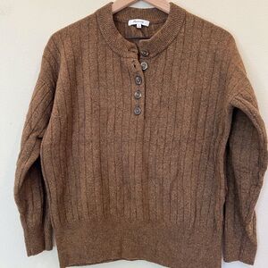 Madewell Brown Ribbed Henley Sweater